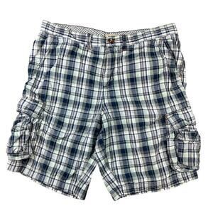 Tommy Bahama Plaid Cargo Shorts Size 38 Blue Green